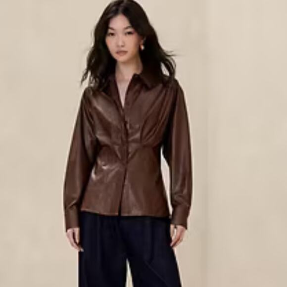 NWT Banana Republic Lightweight Vegan Leather Shirt